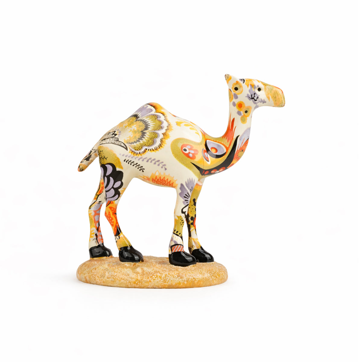 The Writershub Camel Family Set of 4 - Floral Polyresin Figurines, 15cm