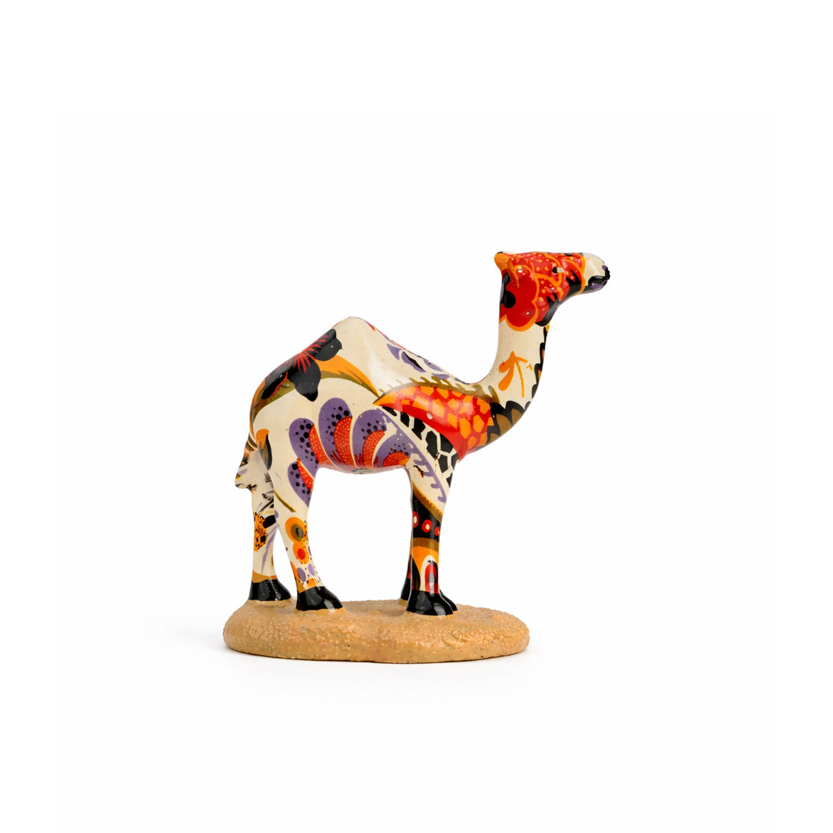 The Writershub Camel Family Set of 4 - Floral Polyresin Figurines, 15cm