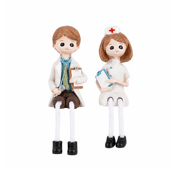 Doctor & Nurse White Decorative Showpiece for Desk Organisation