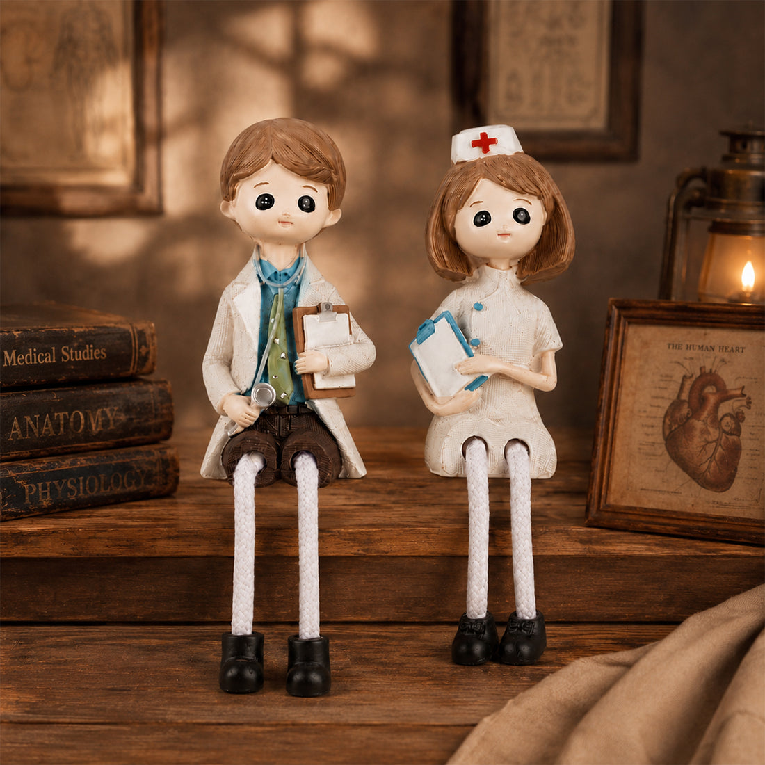 Doctor & Nurse White Decorative Showpiece for Desk Organisation