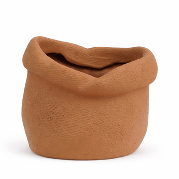 The Writershub Rustic Brown Clay-Style Polyresin Tabletop Pot - 9.5cm