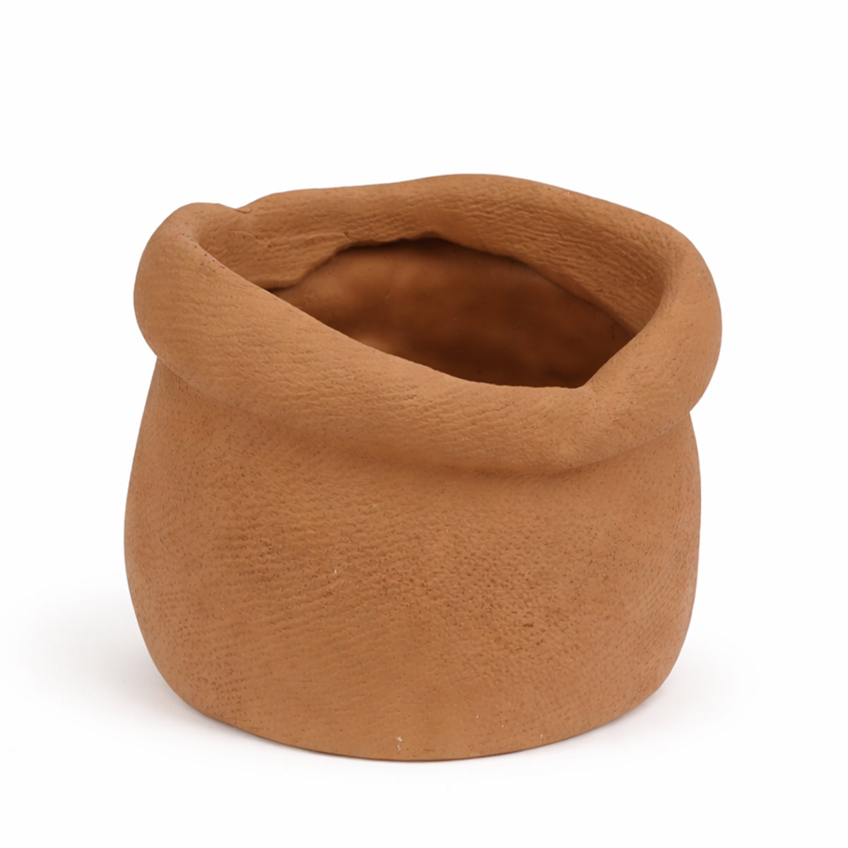 The Writershub Rustic Brown Clay-Style Polyresin Tabletop Pot - 9.5cm