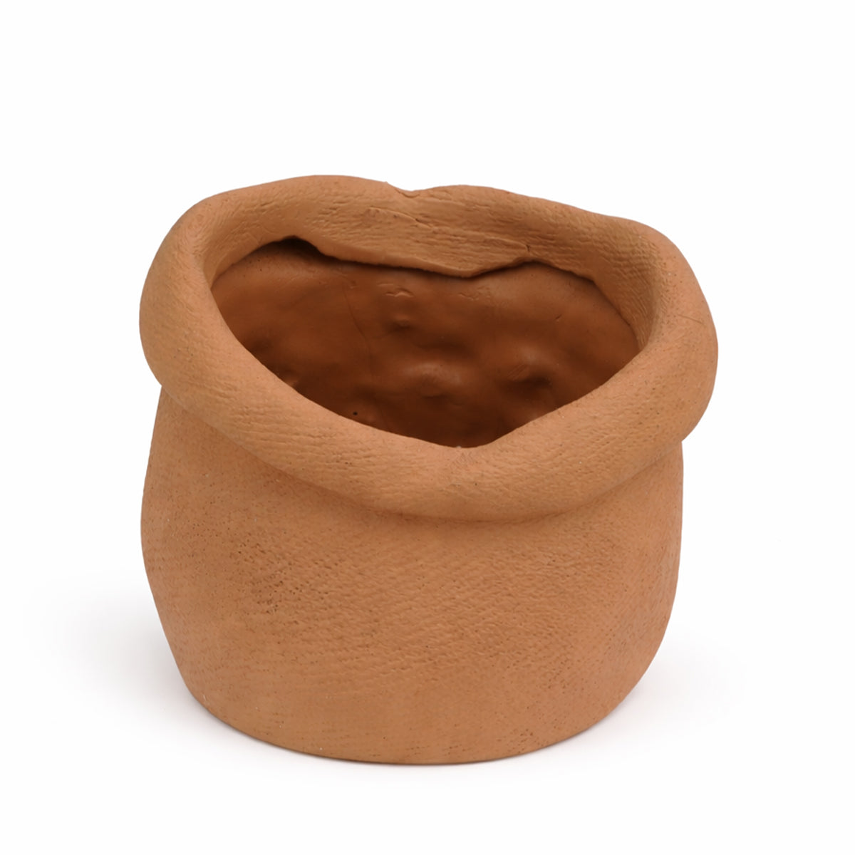 The Writershub Rustic Brown Clay-Style Polyresin Tabletop Pot - 9.5cm