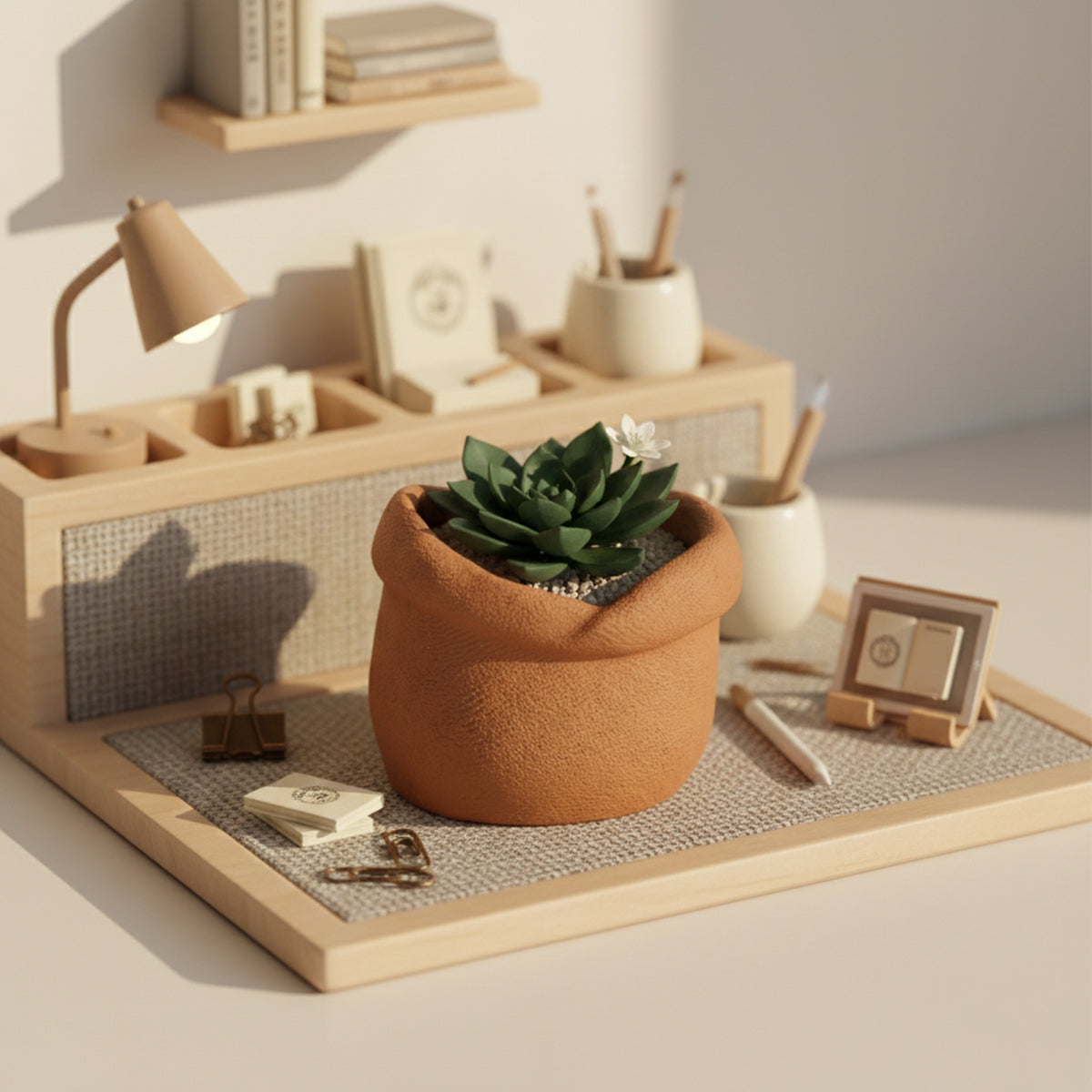 The Writershub Rustic Brown Clay-Style Polyresin Tabletop Pot - 9.5cm