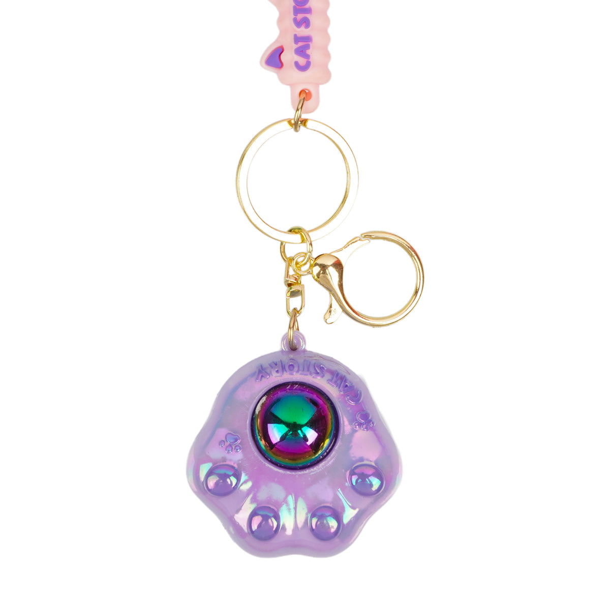 Cute Cat Paw Crystal Acrylic Keychain with Cat Story Strap