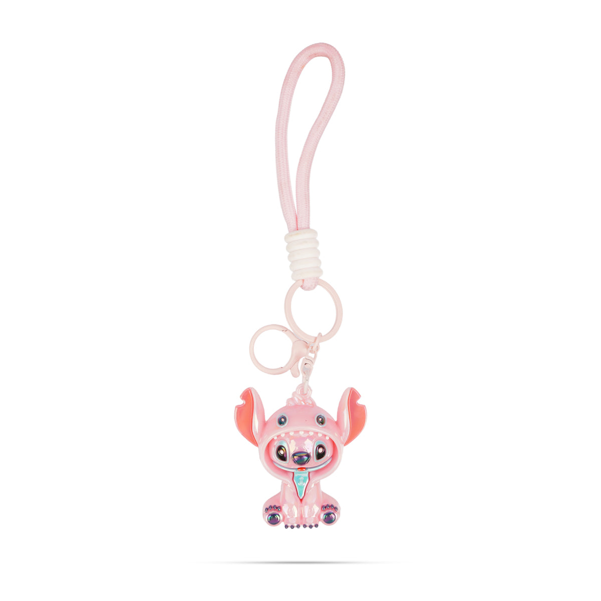 Cute Pink Cartoon Animal Acrylic Keychain with Rope Loop