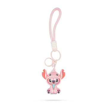 Cute Pink Cartoon Animal Acrylic Keychain with Rope Loop
