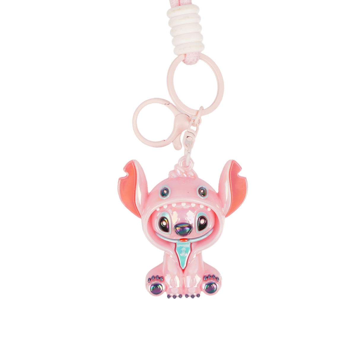 Cute Pink Cartoon Animal Acrylic Keychain with Rope Loop
