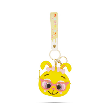 Cute Yellow Silicone Bunny Coin Pouch with Wristlet Strap