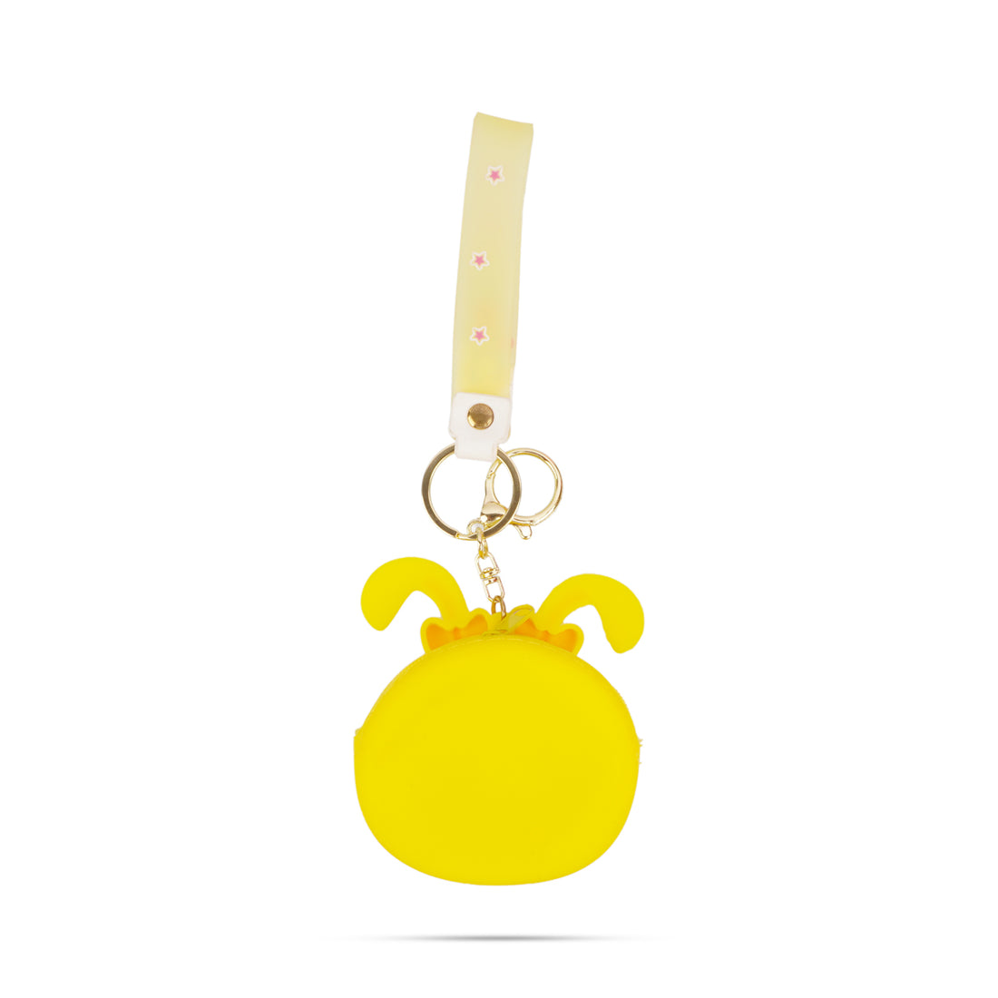 Cute Yellow Silicone Bunny Coin Pouch with Wristlet Strap