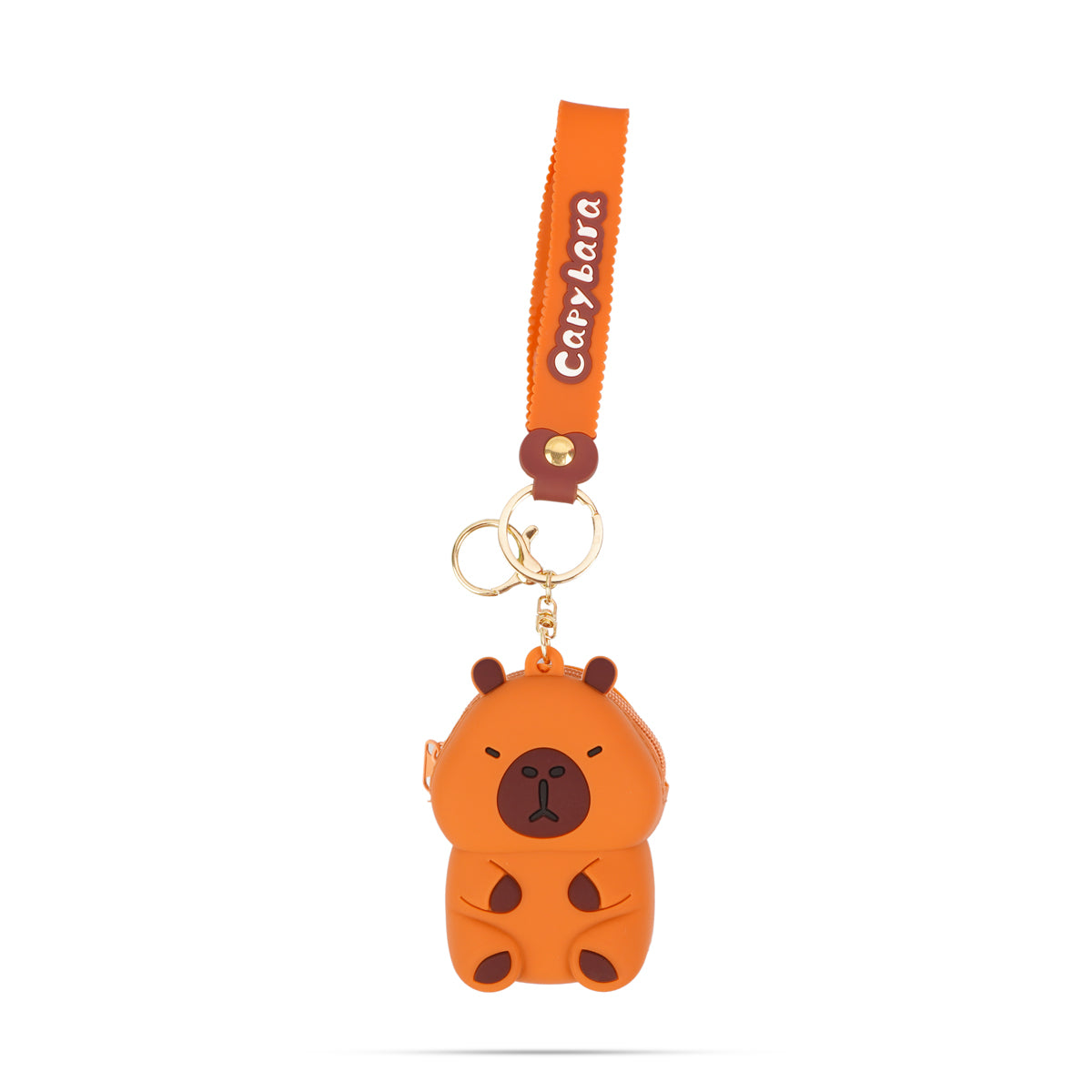 Coffee Brown Silicone Capybara Keychain & Coin Purse