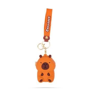 Coffee Brown Silicone Capybara Keychain & Coin Purse