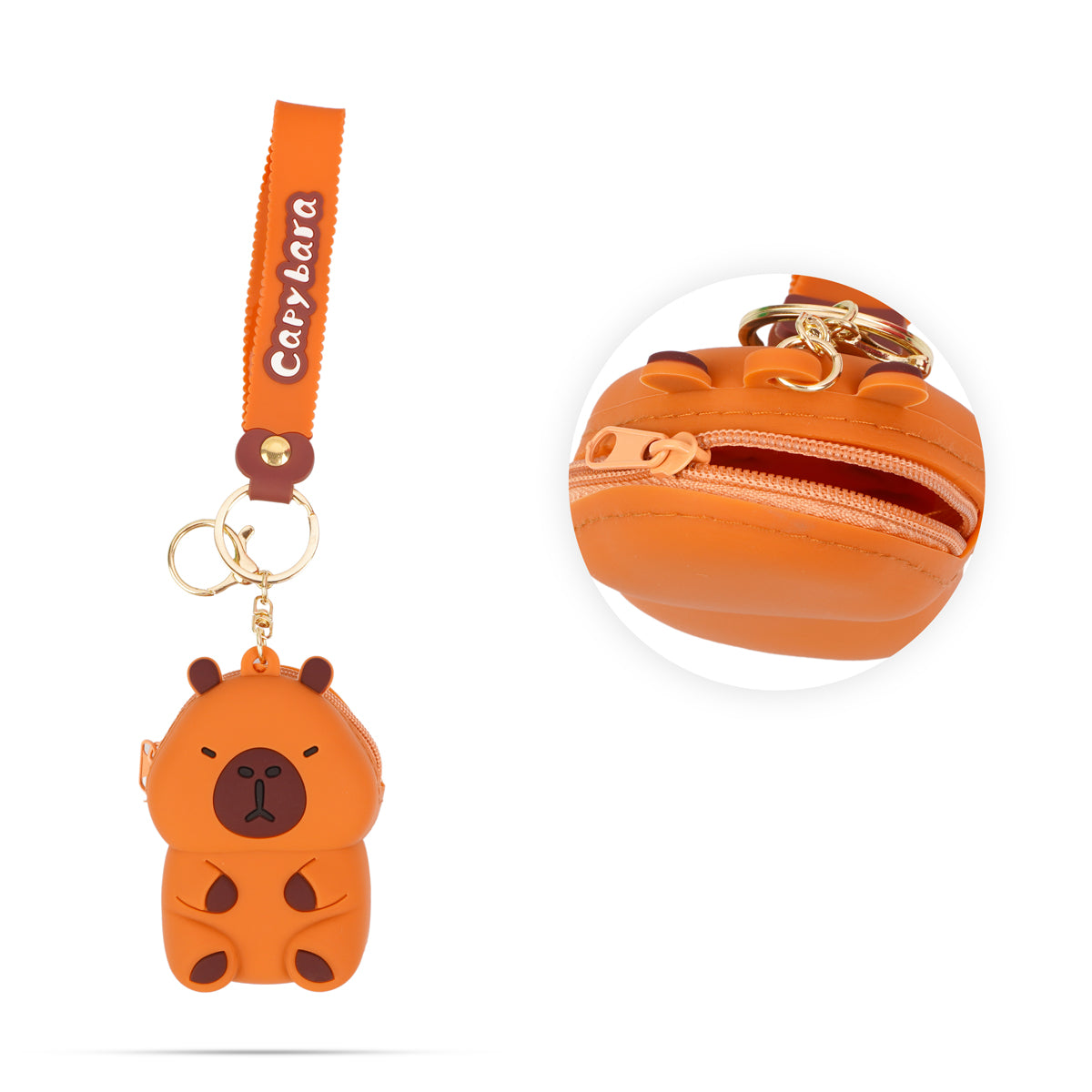 Coffee Brown Silicone Capybara Keychain & Coin Purse