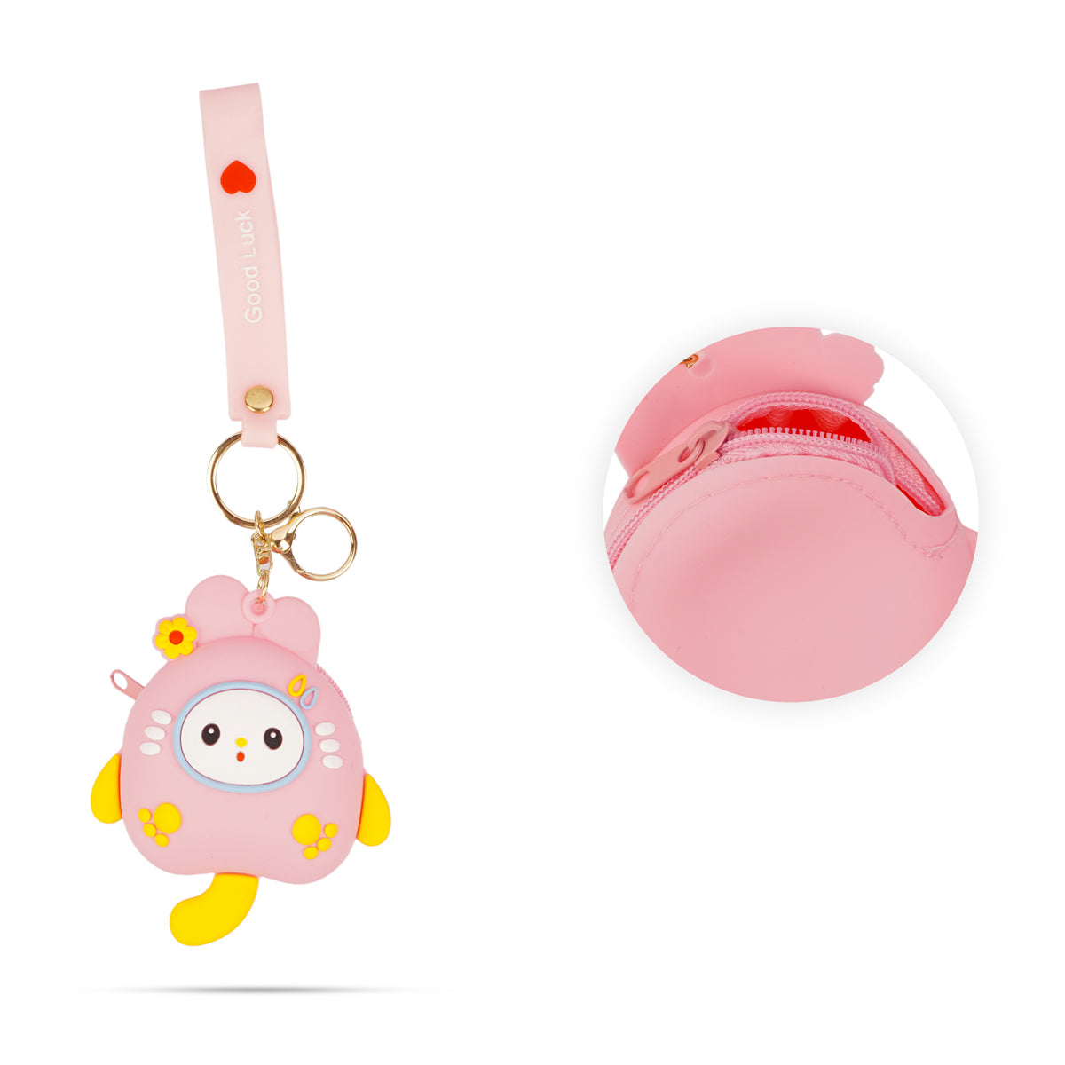 Pink Silicone Cat Keychain & Coin Purse
