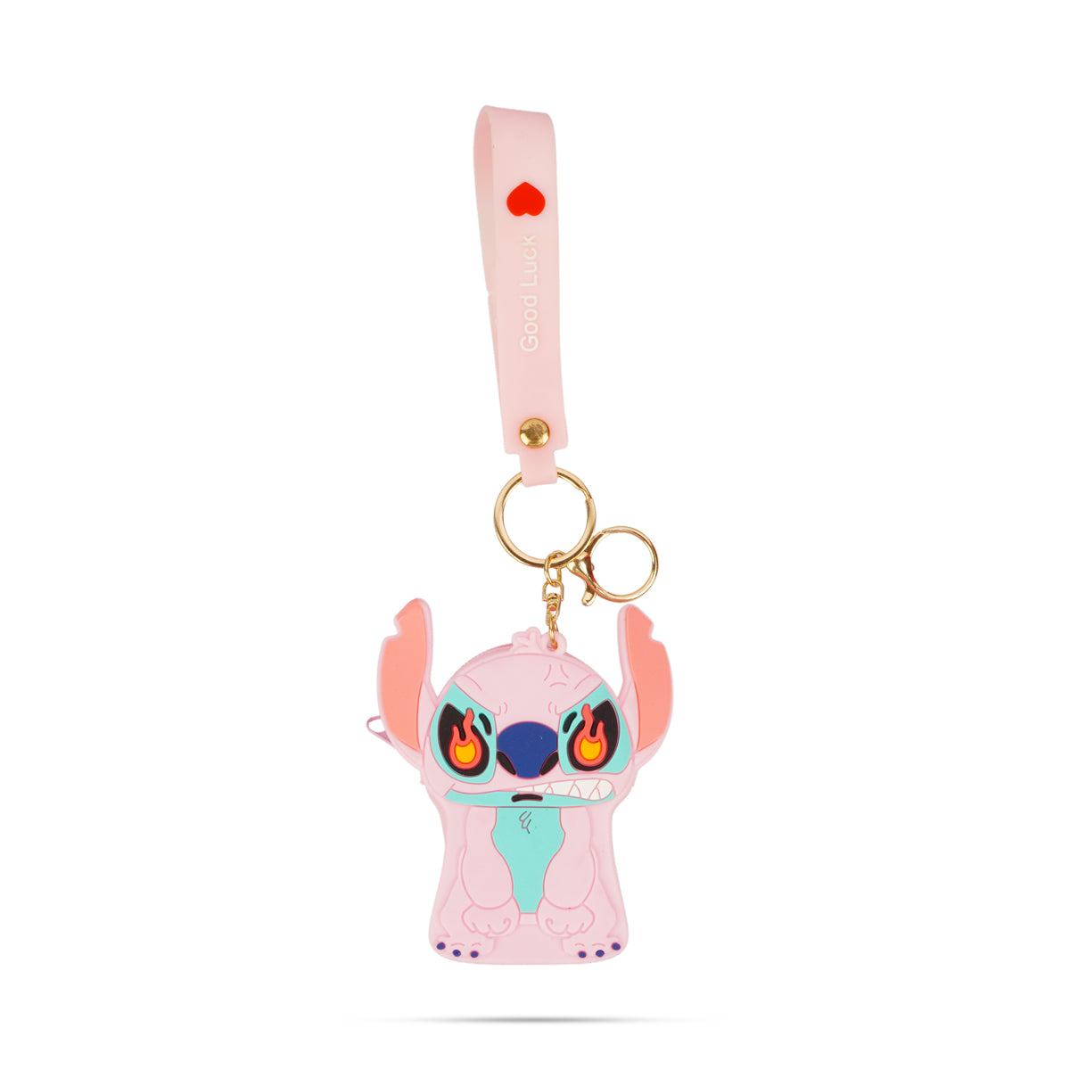 Pink Disney Stitch 3D Silicone Coin Purse with Keychain