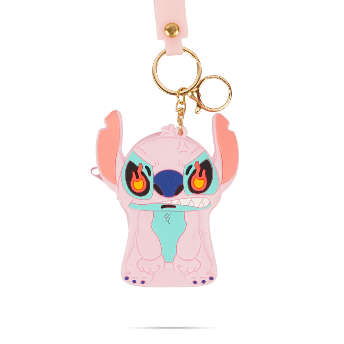 Pink Disney Stitch 3D Silicone Coin Purse with Keychain