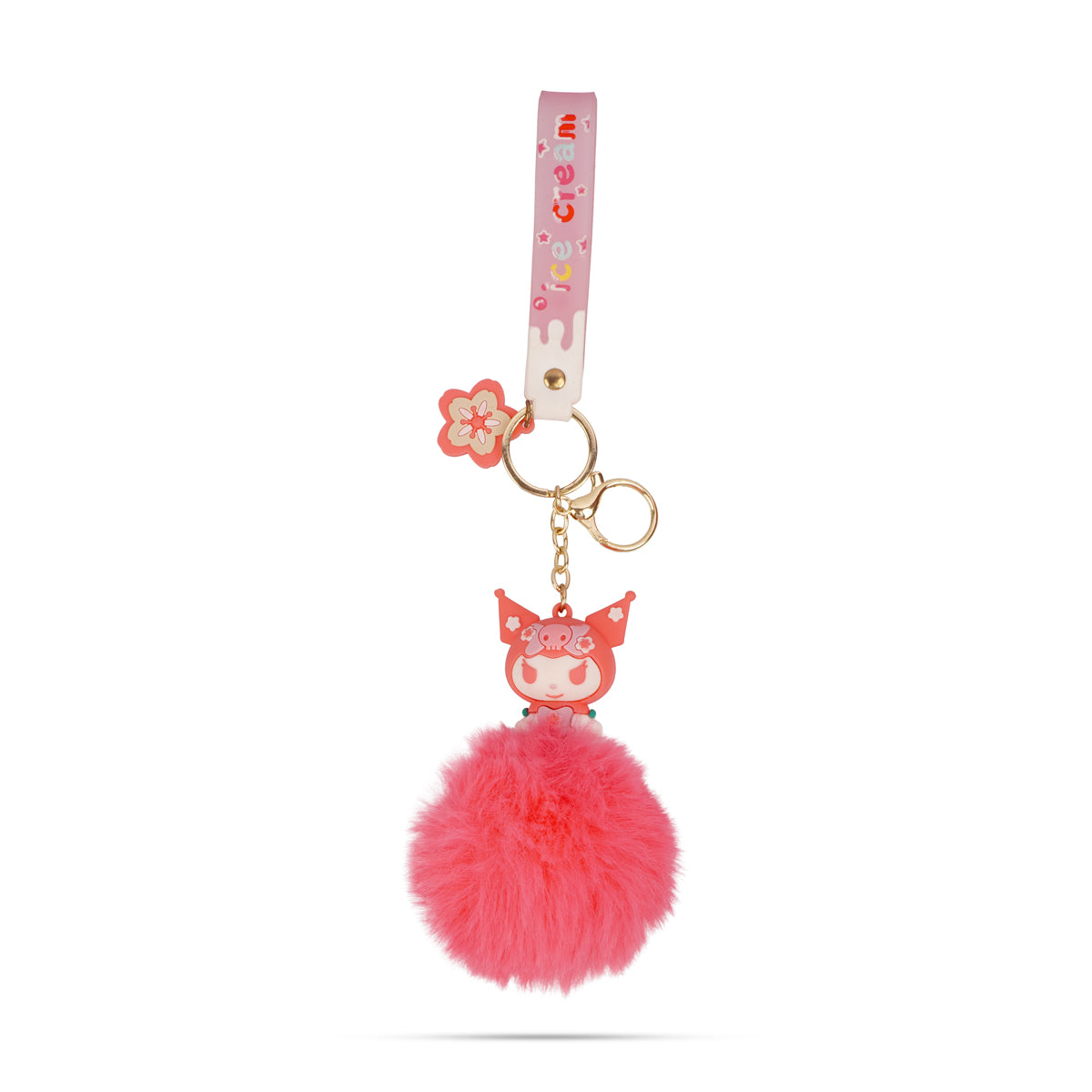 The Writershub Sanrio Kuromi Plush Pom-Pom Keychain | Pink Character Bag Charm, 23cm