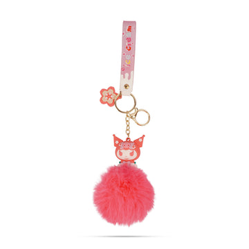 The Writershub Sanrio Kuromi Plush Pom-Pom Keychain | Pink Character Bag Charm, 23cm