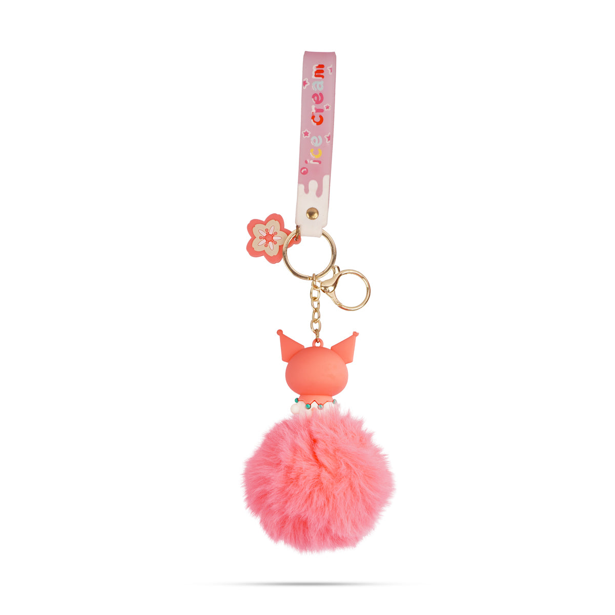 The Writershub Sanrio Kuromi Plush Pom-Pom Keychain | Pink Character Bag Charm, 23cm