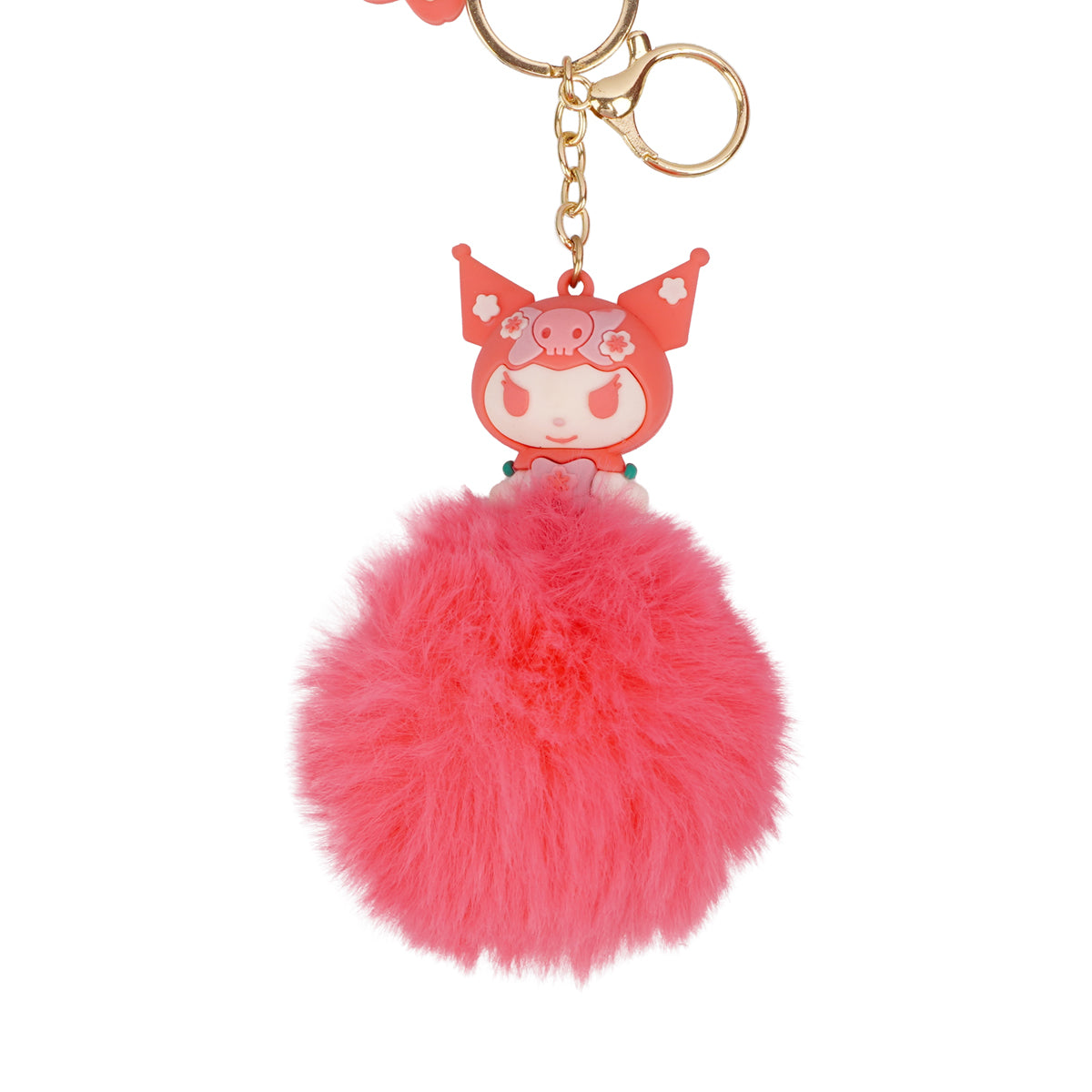 The Writershub Sanrio Kuromi Plush Pom-Pom Keychain | Pink Character Bag Charm, 23cm
