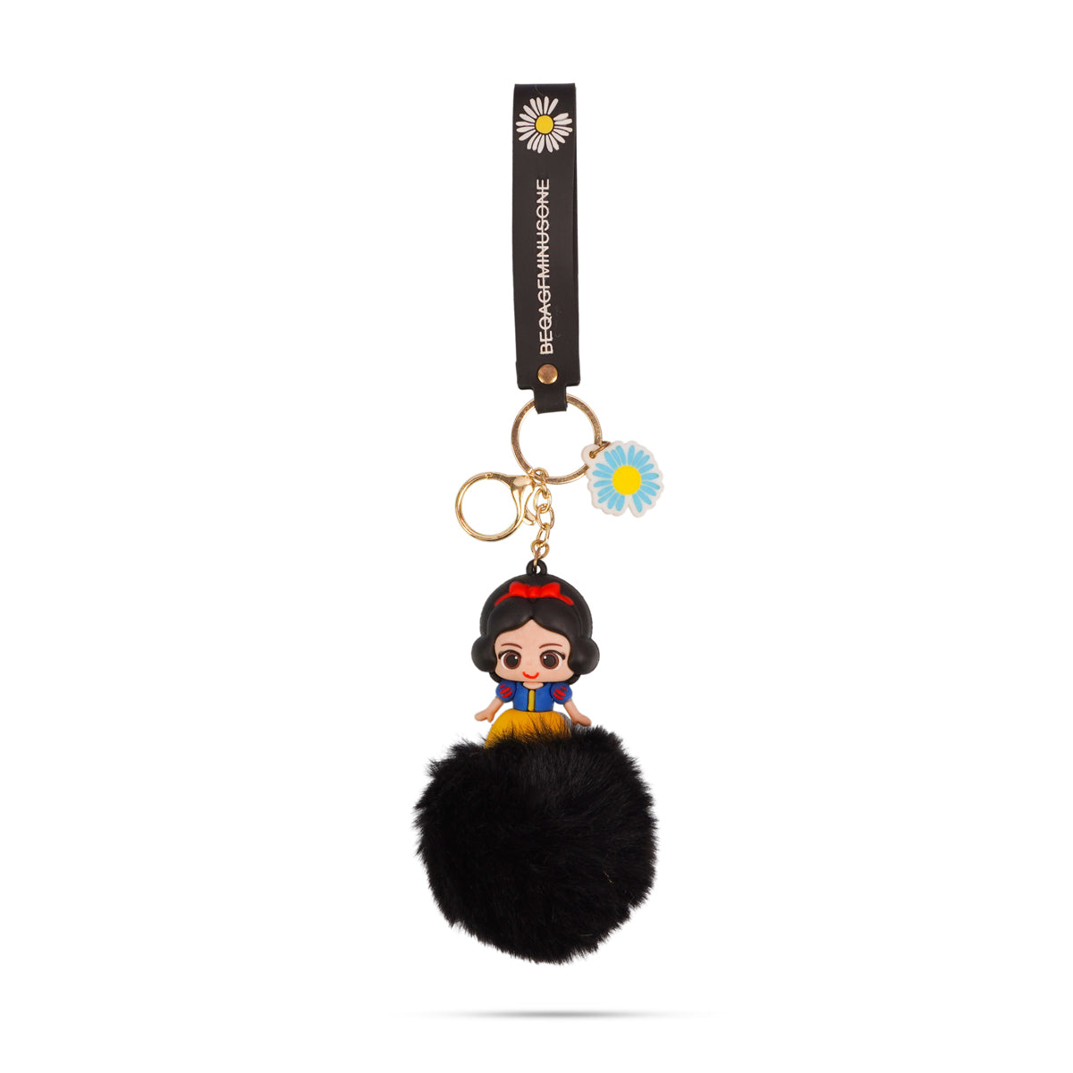 The Writershub Snow White Plush Pom-Pom Keychain | Elegant Black Cartoon Accessory, 23cm