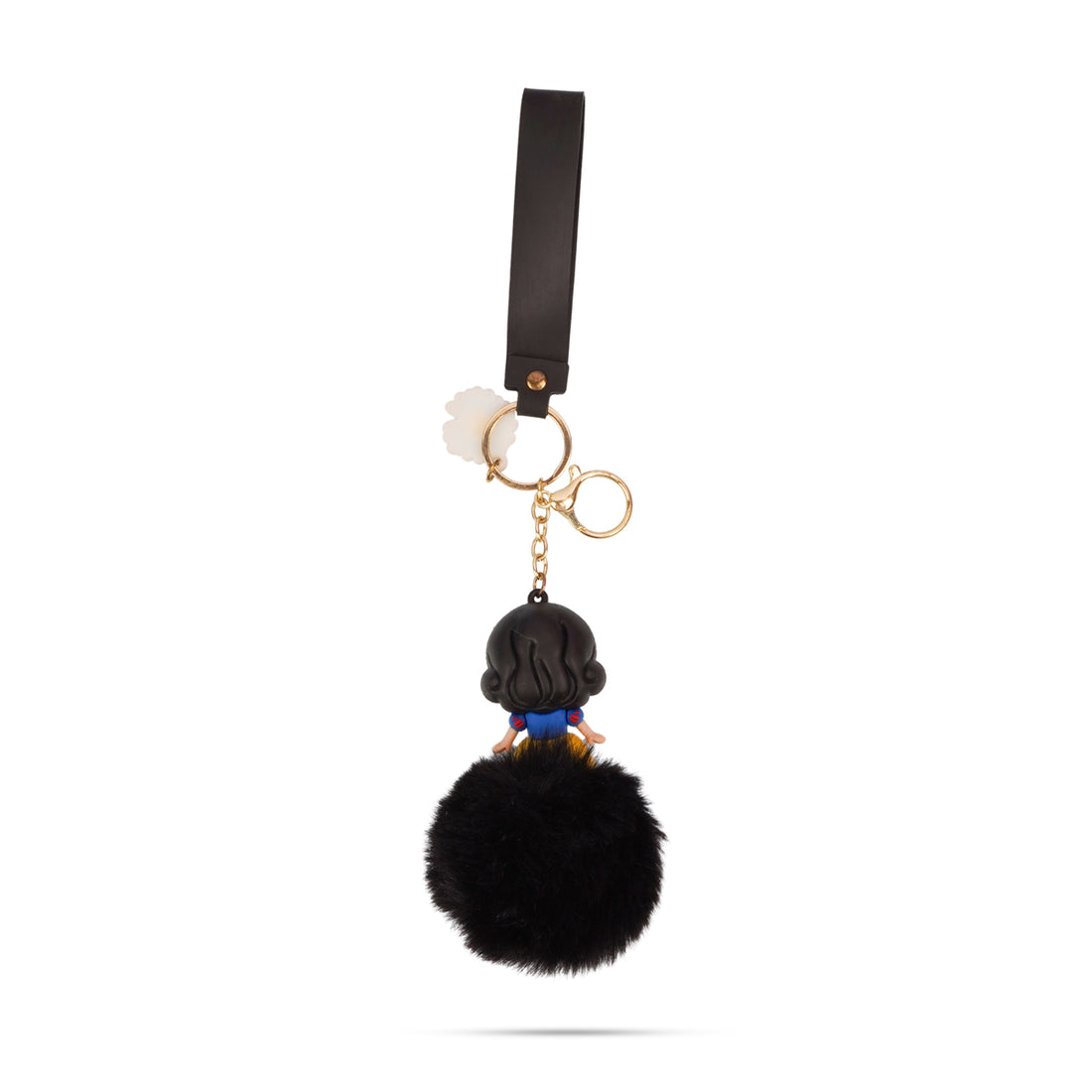 The Writershub Snow White Plush Pom-Pom Keychain | Elegant Black Cartoon Accessory, 23cm