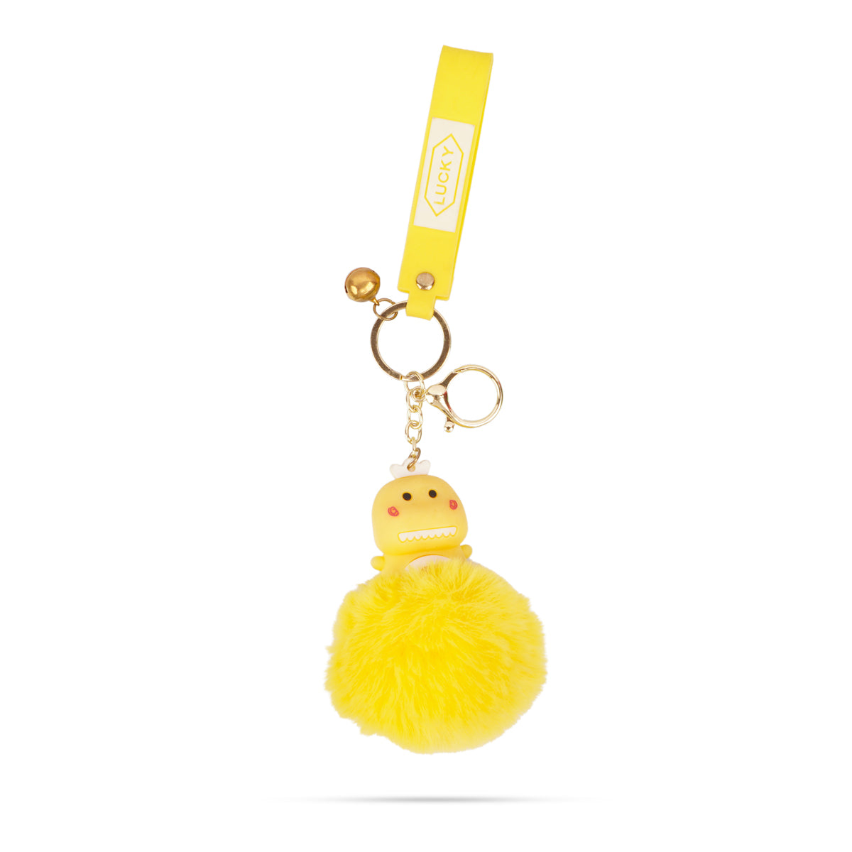 The Writershub Cute Yellow Cartoon Keychain with Bell | Fun PVC Rubber Accessory, 27cm