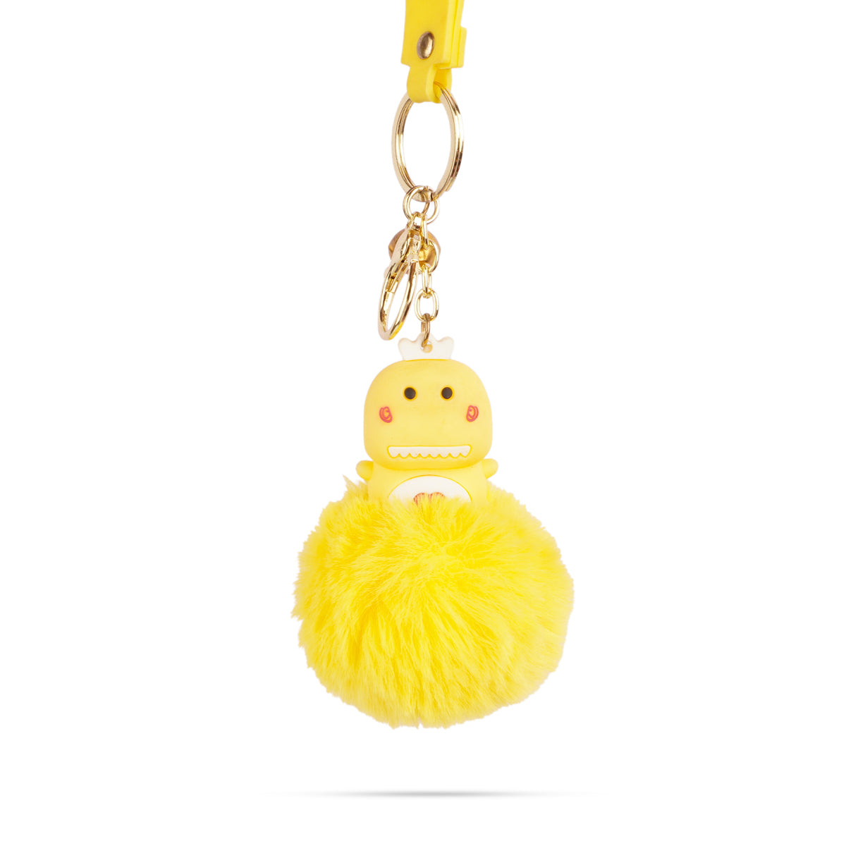The Writershub Cute Yellow Cartoon Keychain with Bell | Fun PVC Rubber Accessory, 27cm