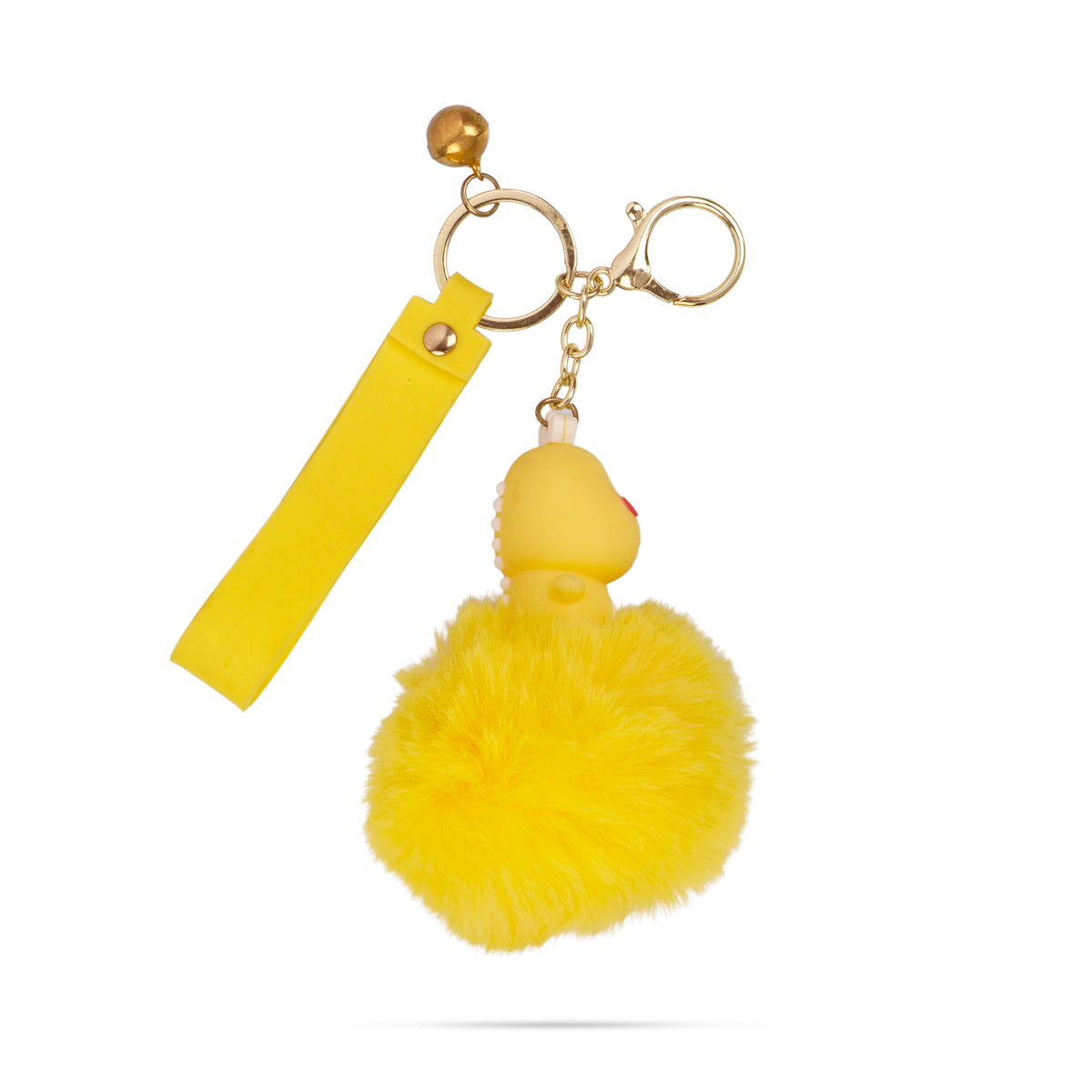 The Writershub Cute Yellow Cartoon Keychain with Bell | Fun PVC Rubber Accessory, 27cm