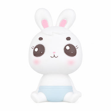 The Writershub Rabbit Piggy Bank – Cute White & Blue Kids Coin Bank