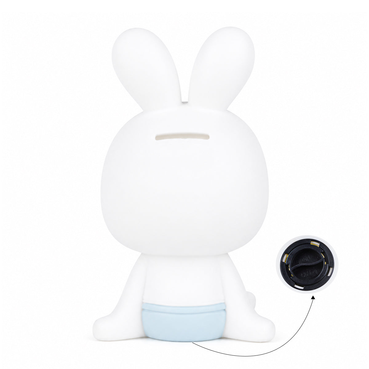 The Writershub Rabbit Piggy Bank – Cute White & Blue Kids Coin Bank