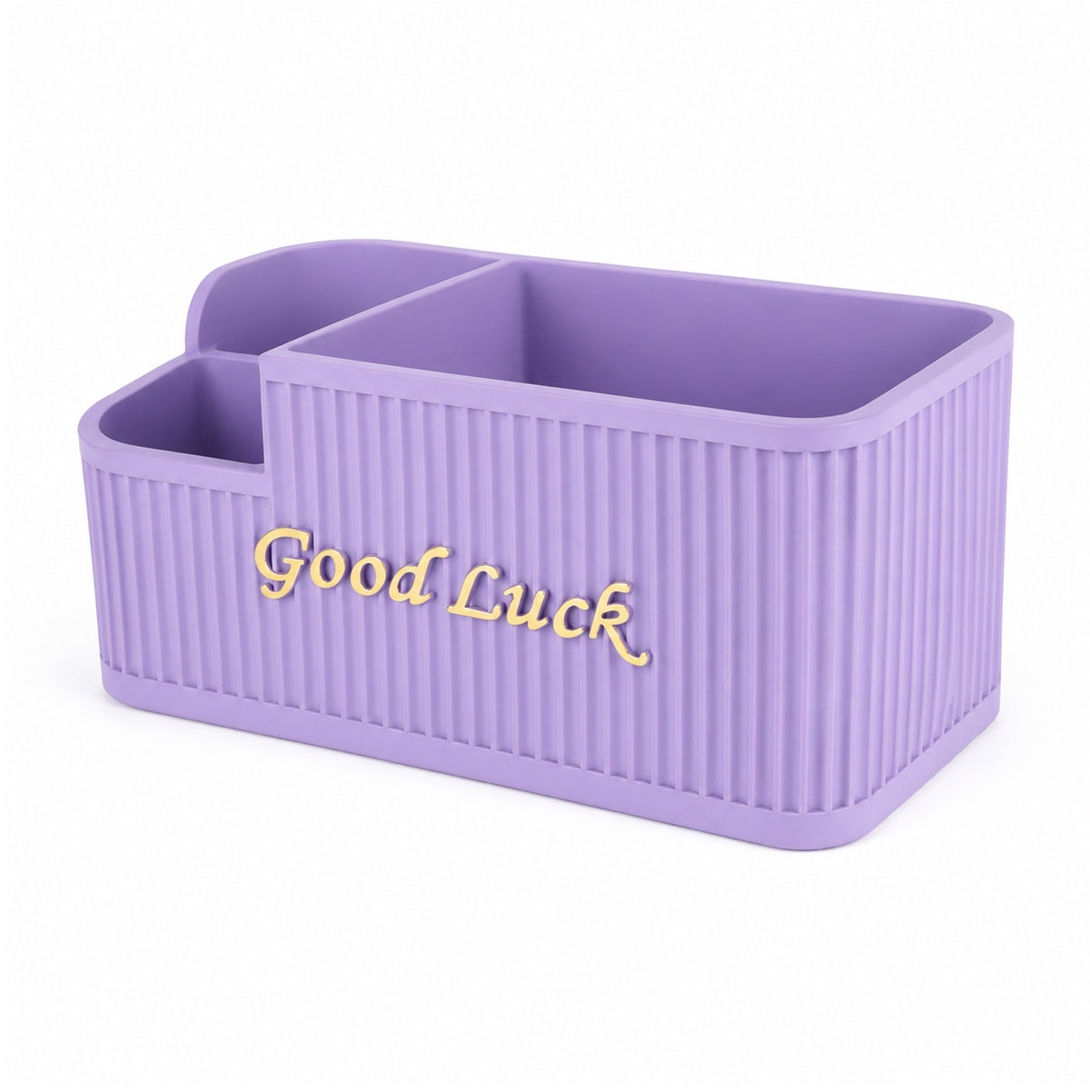 Multifunctional Purple Tissue Box Holder with Storage - Good Luck Print