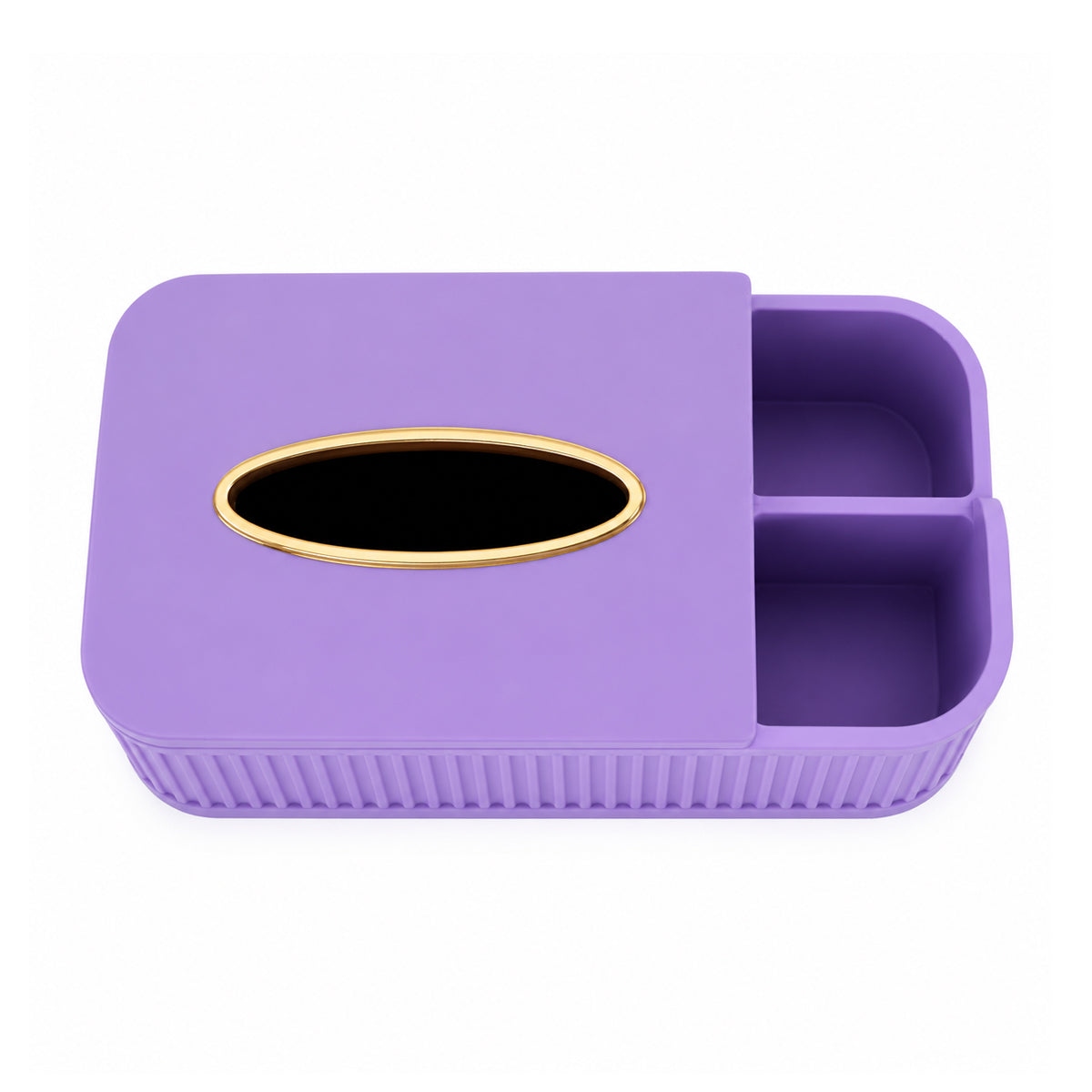 Multifunctional Purple Tissue Box Holder with Storage - Good Luck Print