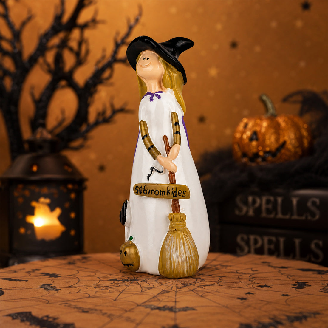 Whimsical Halloween Witch Figurine