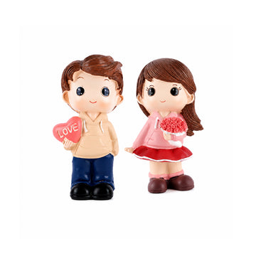 Decorative Couple Figurine Showpiece – Girl with Roses & Boy with “LOVE” Heart