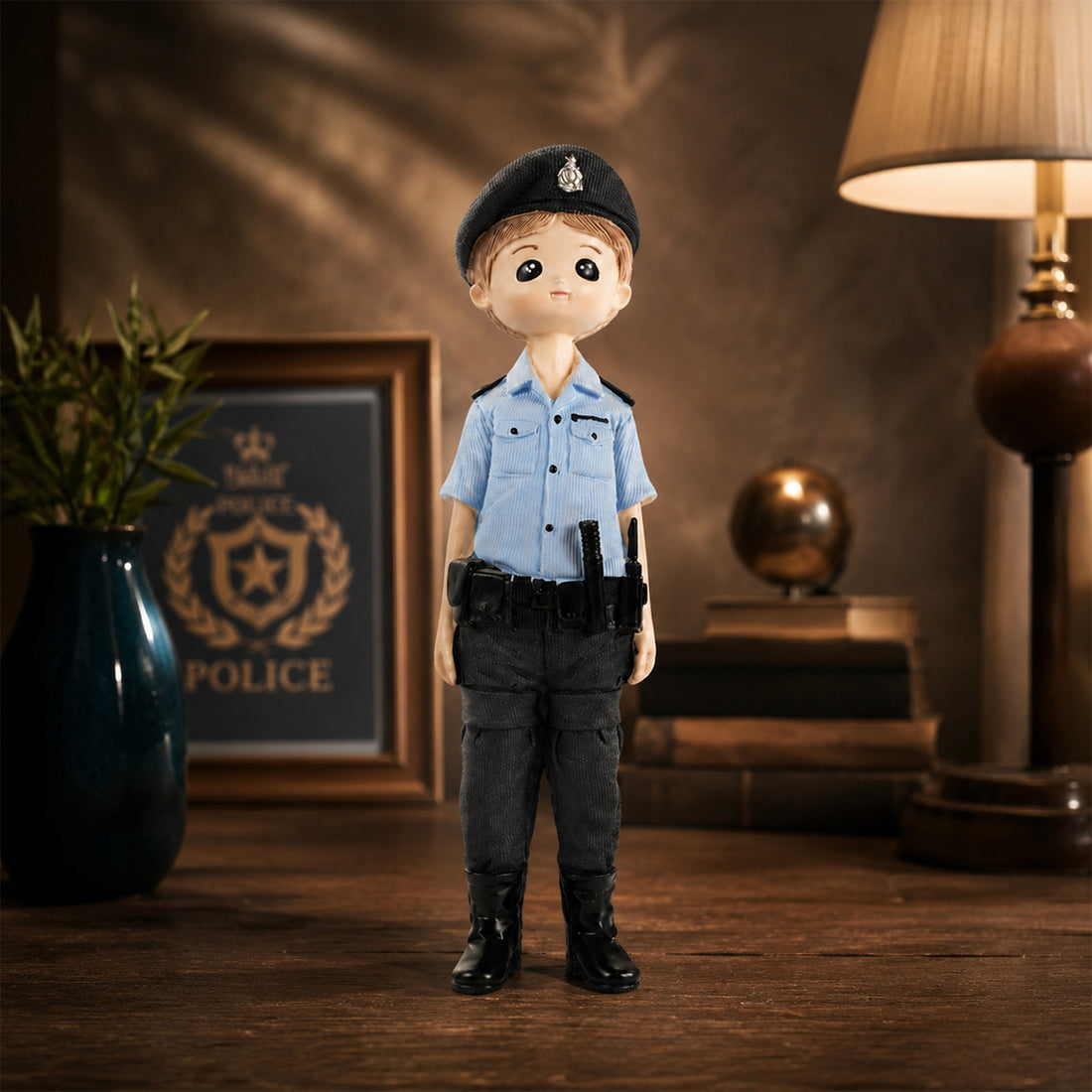 The Writershub Police Boy Miniature Figurine Showpiece – Resin Desk & Kids’ Room Decor