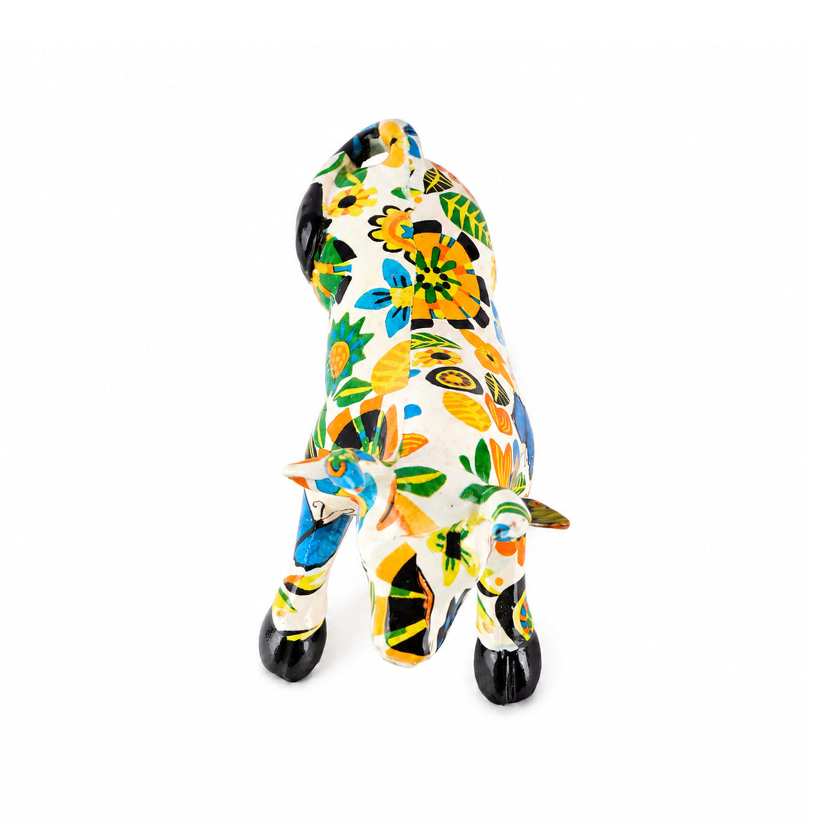 The Writershub Hand-Painted Floral Cow Figurine Showpiece – Multicolour Resin Décor