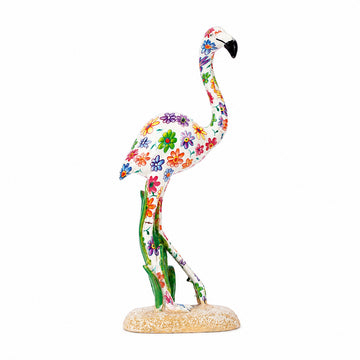 Flamingo Figurine with Floral Pattern – Polyresin Multicolour Tabletop Showpiece