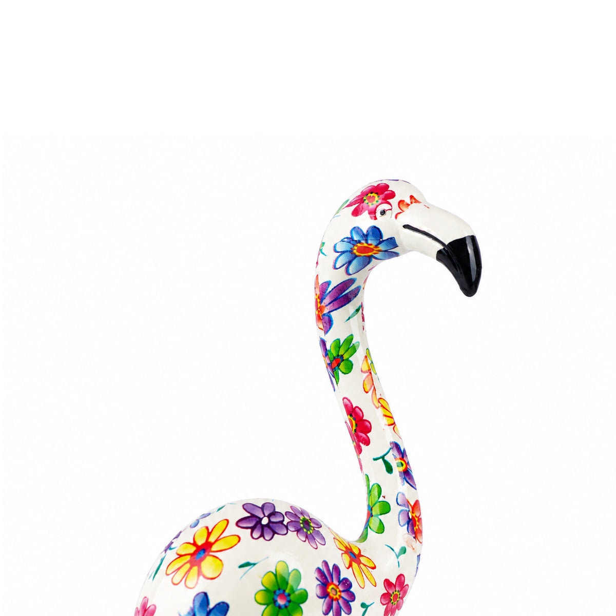 Flamingo Figurine with Floral Pattern – Polyresin Multicolour Tabletop Showpiece