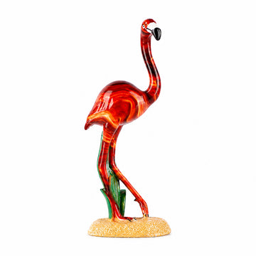 Glossy Red Mini Flamingo Statue – Polyresin Decorative Showpiece
