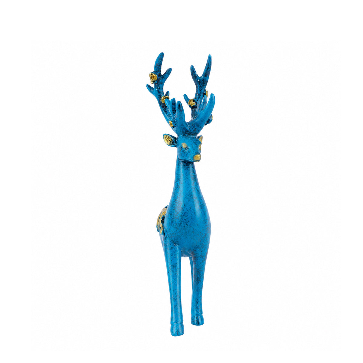 Two Deer Figurines Distressed Blue and Gold Finish Showpiece