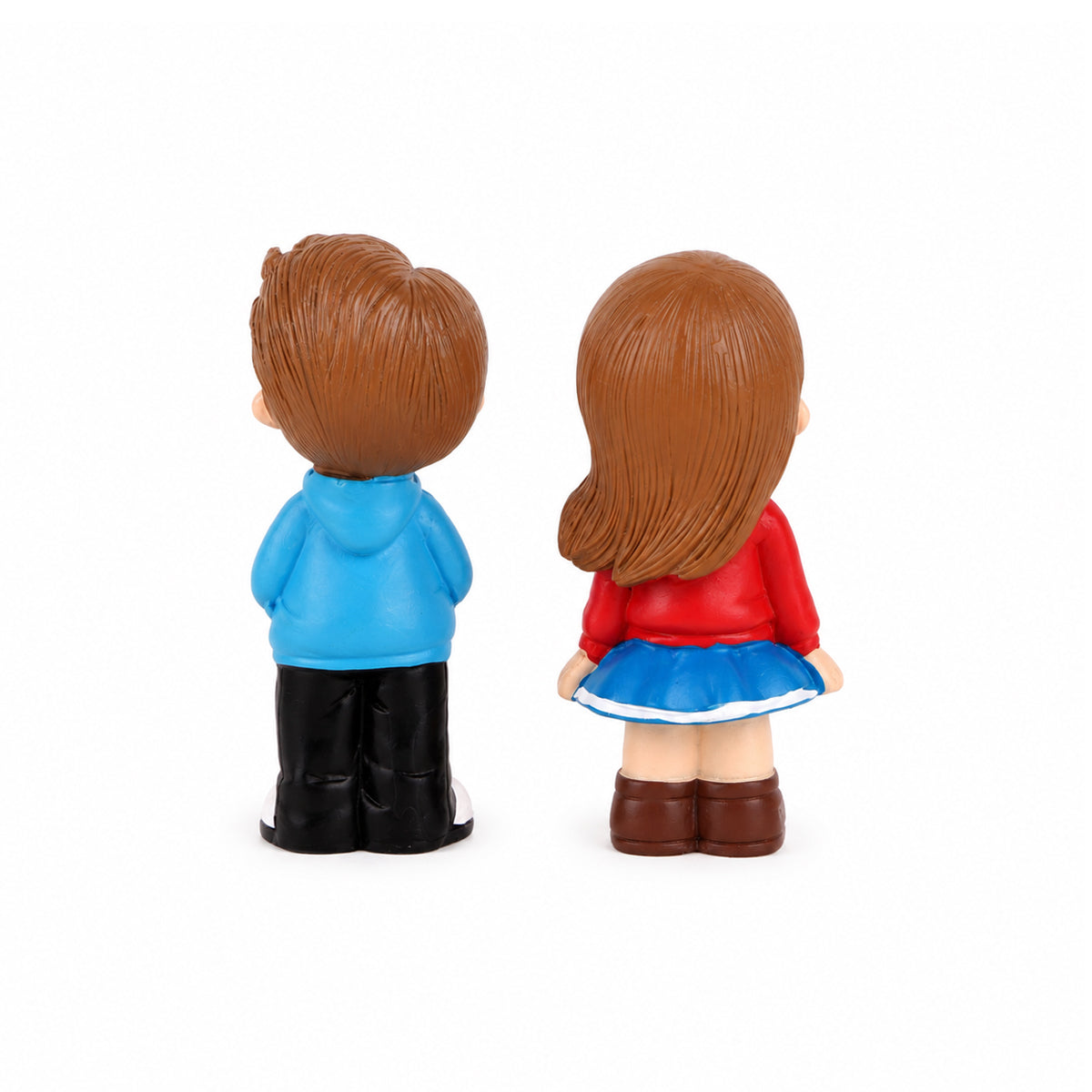 Set of Polyresin Couple Figurines Blue Red Romantic Showpiece