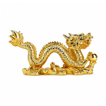 Golden Double Dragon Figurine – Feng Shui Showpiece for Home & Office