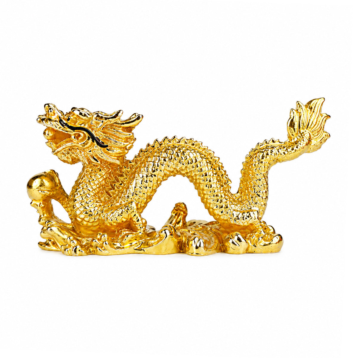 Golden Double Dragon Figurine – Feng Shui Showpiece for Home & Office