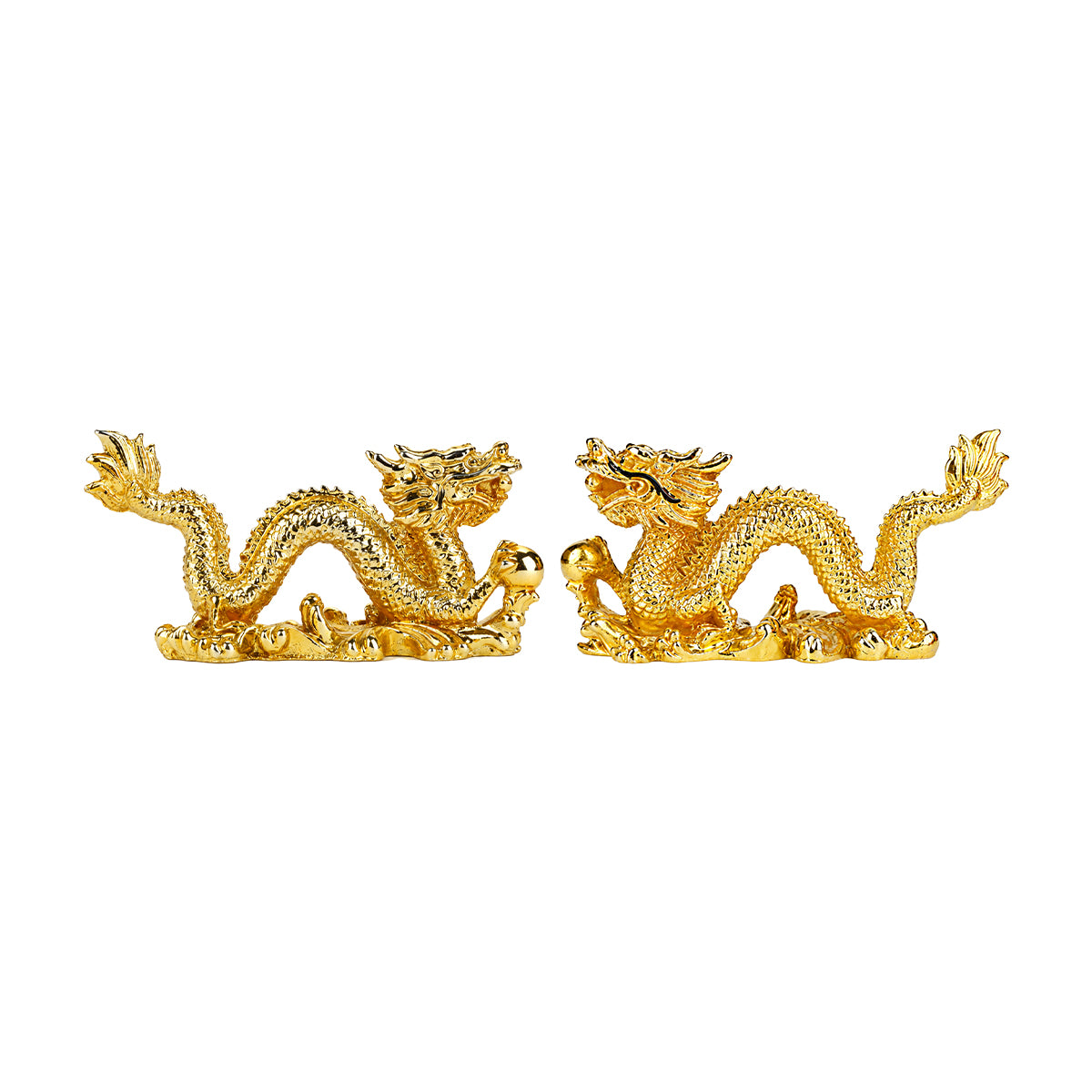 Golden Double Dragon Figurine – Feng Shui Showpiece for Home & Office