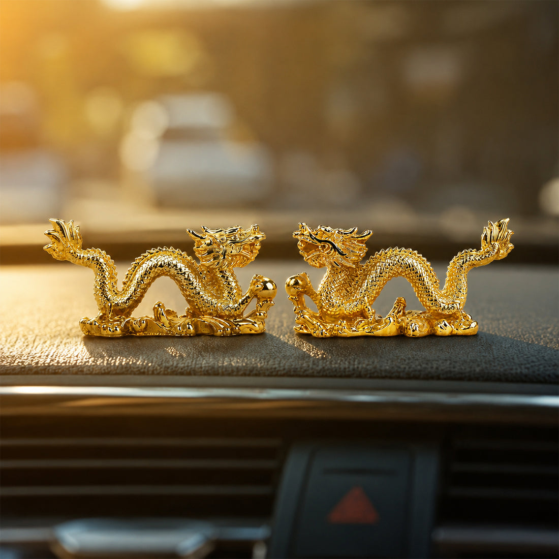 Golden Double Dragon Figurine – Feng Shui Showpiece for Home & Office