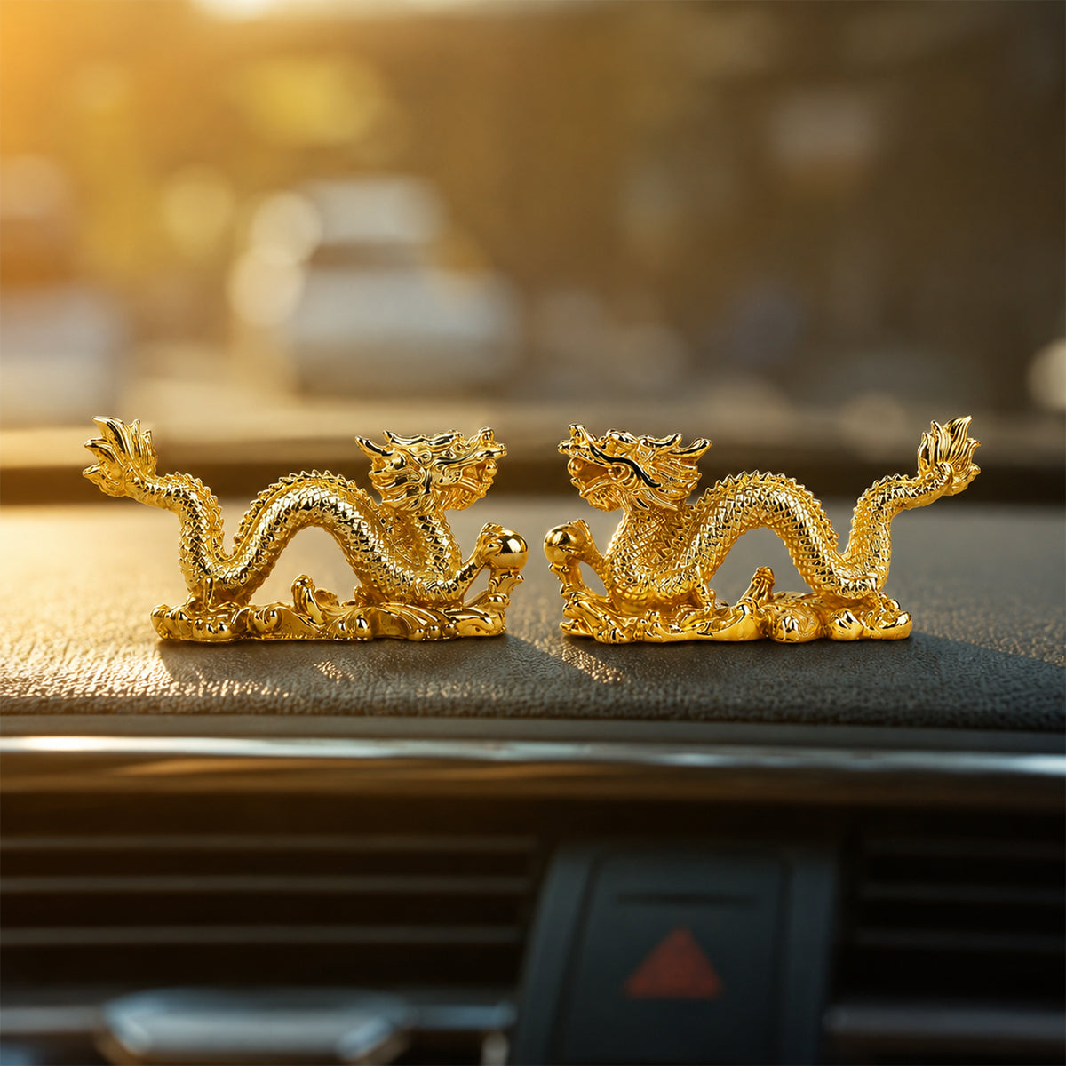 Golden Double Dragon Figurine – Feng Shui Showpiece for Home & Office