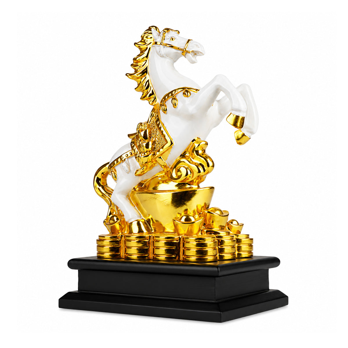 Golden Horse on Ingot Feng Shui Statue | Attract Wealth & Success