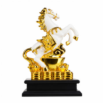 Golden Horse on Ingot Feng Shui Statue | Attract Wealth & Success