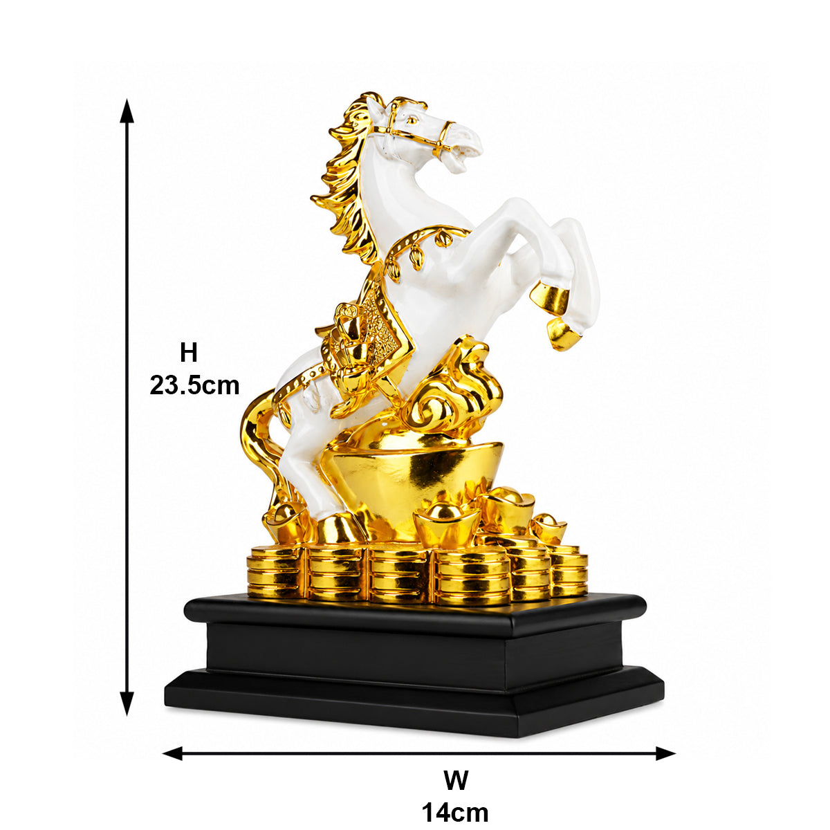 Golden Horse on Ingot Feng Shui Statue | Attract Wealth & Success